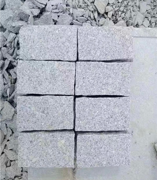 White & Gray Granite Cobblestone – 4” x 4” x 8”